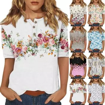 Женский повседневный топ на пуговицах с рукавом 1/2 L бежевый