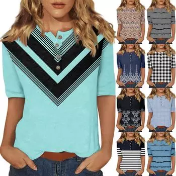 Женский повседневный топ на пуговицах с рукавом 1/2 M циан