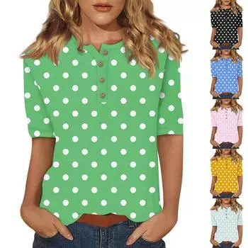 Женский повседневный топ на пуговицах с рукавом 1/2 L чёрный