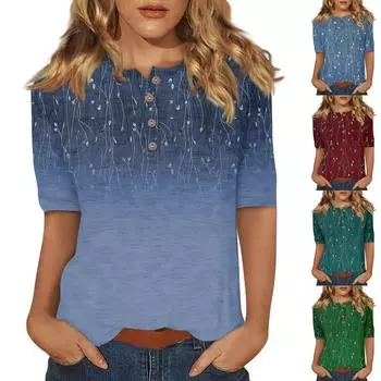 Женский повседневный топ на пуговицах с рукавом 1/2 L зелёный