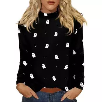 Женский повседневный топ с длинным рукавом и средним воротником L бежевый