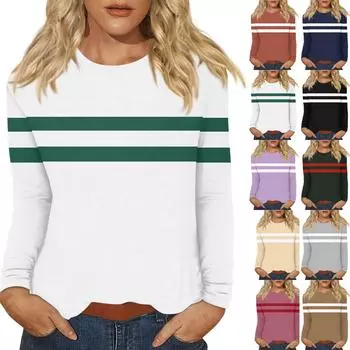 Женский повседневный топ с длинными рукавами и круглым вырезом с цветочным принтом M