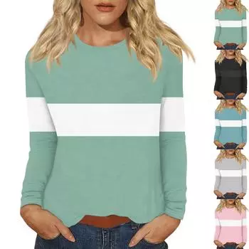 Женский повседневный топ с длинными рукавами и круглым вырезом с цветочным принтом S синий