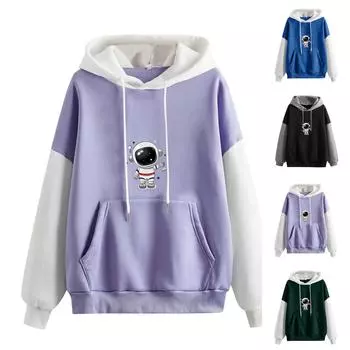 Женский повседневный топ с капюшоном и длинными рукавами с принтом L чёрный