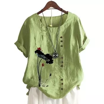 Женский повседневный топ с короткими рукавами и цветочным принтом в 11 модных цветах S кофейный