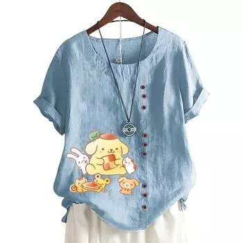 Женский повседневный топ с короткими рукавами, круглым вырезом и 11 уникальными цветочными принтами S розовый