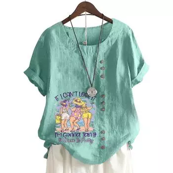 Женский повседневный топ с короткими рукавами, круглым вырезом и 11 яркими цветочными принтами S розовый