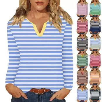 Женский повседневный топ с круглым вырезом и длинными рукавами с принтом XXXL циан