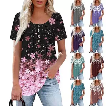 Женский повседневный топ с круглым вырезом, коротким рукавом, воротником на пуговицах, оборкой на груди, однотонный топ L чёрный