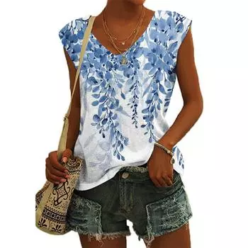Женский повседневный топ с v-образным вырезом и принтом, свободный пуловер, футболка с короткими рукавами XXXXL