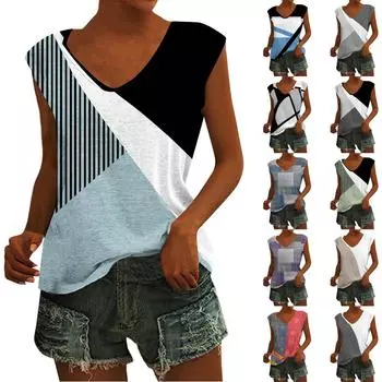 Женский повседневный топ с v-образным вырезом и принтом, свободный пуловер, футболка с короткими рукавами XL