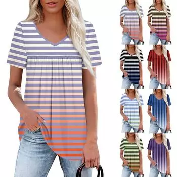 Женский повседневный топ с V-образным вырезом, коротким рукавом, оборкой на груди и принтом L синий