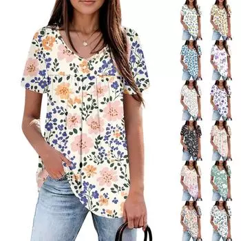 Женский повседневный топ с V-образным вырезом и короткими рукавами, плиссированный на груди, с короткими рукавами L бежевый