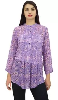 Женский повседневный топ-туника Pphagun из жоржета фиолетового цвета с цифровым принтом 10 фиолетовый