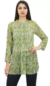 Женский повседневный топ-туника Pphagun из жоржета фиолетового цвета с цифровым принтом 14 зелёный