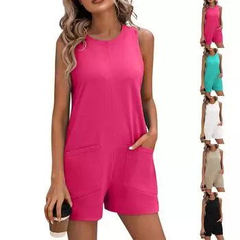 Женский повседневный, удобный, сексуальный, модный, свободный и крутой уличный комбинезон без рукавов с открытой спиной L бежевый