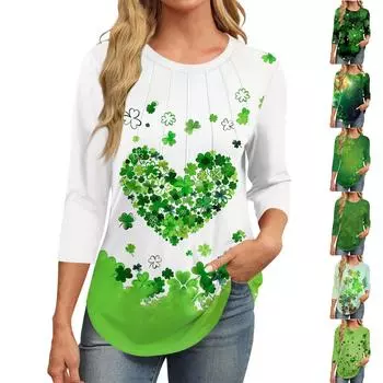 Женский повседневный универсальный топ с круглым вырезом и цветочным узором в горошек и длинными рукавами XXXL чёрный