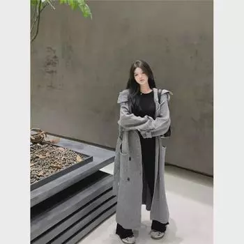 Женский повседневный вязаный кардиган средней длины и куртка-ветровка One Size серый