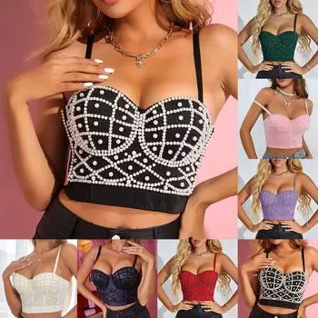 Женский повседневный жилет без рукавов с жемчугом, простой жилет с v-образным вырезом, жилет на бретельках L чёрный