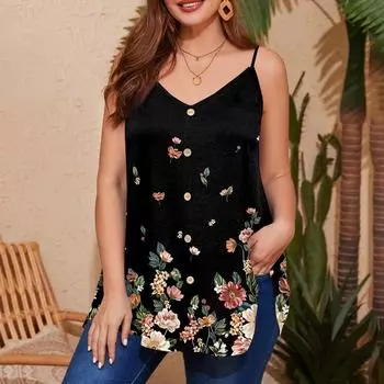 Женский повседневный жилет больших размеров с регулируемыми бретелями, топ без рукавов с V-образным вырезом XXXXXL бежевый