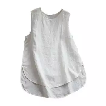 Женский повседневный жилет с круглым вырезом без рукавов, однотонный свободный крой, майки, летние неровные подол, пуловеры M хаки