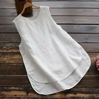 Женский повседневный жилет с круглым вырезом без рукавов, однотонный свободный крой, майки, летние неровные подол, пуловеры M чёрный