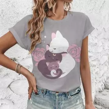 Женский повседневный жилет с v-образным вырезом для отдыха, жилет с v-образным вырезом и рисунком кота, летний легкий удобный уличный популярный жилет с v-образным вырезом S