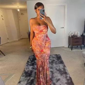 Женский принт Hottie без бретелек без бретелек платье-халтер для девочек S