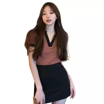 Женский приталенный крой с v-образным вырезом и короткими рукавами Женские короткие рукава Удобный дышащий полиэстер S-XL Тонкие короткие рукава Женские повседневные короткие рукава L