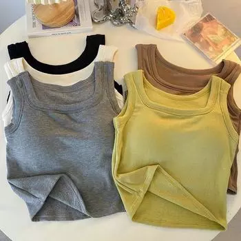 Женский приталенный жилет без рукавов с нагрудными накладками, квадратным воротником и красивой спинкой — идеально подходит для осени и зимы в качестве нижнего или верхнего ношения. One size (80-130 catties) серый