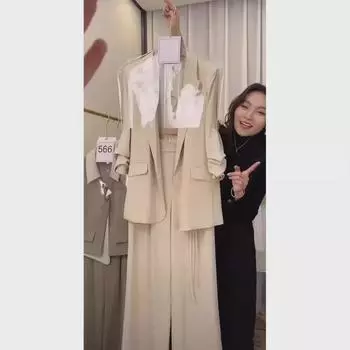 Женский профессиональный брючный костюм больших размеров с широкими штанинами и блейзером 5XL