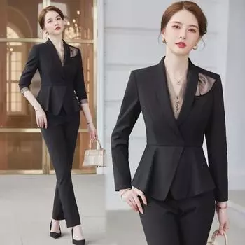 Женский профессиональный костюм с длинным рукавом - в стиле стюардессы для отеля, салона, стойки регистрации M