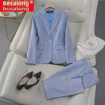 Женский профессиональный костюм с длинным рукавом и брюки Busaron для собеседований и работы в сфере продаж XXL