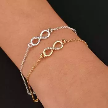 Женский простой браслет со стразами «Бесконечная любовь», 8 форм, кулон, тонкий браслет-цепочка, ювелирные изделия золотистый