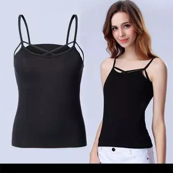 Женский простой камзол с U-образным вырезом, эластичный жилет с открытой спиной, тонкий топ на бретелях, футболка, футболка One Size