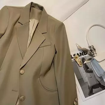 Женский простой костюм, куртка с длинными рукавами S чёрный