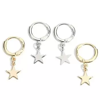 Женский простой кулон-пентакль, обруч, серьги-обнимашки, вечерние ювелирные изделия, подарок серебряный