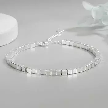 Женский простой квадратный браслет с геометрической текстурой на шнурке, модный маленький квадратный браслет Li Jiaqi Adjustable size