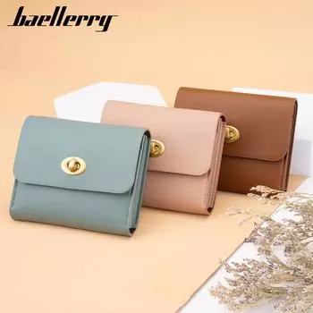 Женский простой модный японский стиль, кожаный бумажник, короткий, мини-кошелек с замком, большой вместительный держатель для карт, многофункциональный кошелек для монет