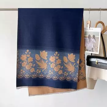 Женский простой шарф Роскошная мода Толстый двусторонний платок Бандана Шейный платок Имитация кашемира Шаль Bufandas Foulard Femme 66X186Cm