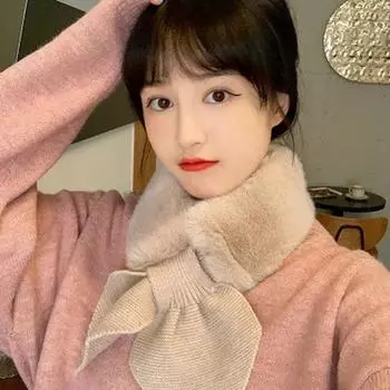 Женский простой толстый вязаный шарф, зимний маленький мягкий пушистый шарф, утеплитель для шеи One Size хаки