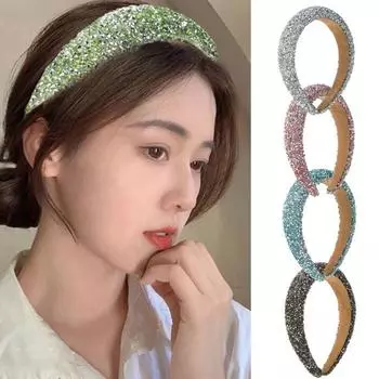 Женский противоскользящий обруч для волос, блестящие стразы, инкрустированная повязка на голову, усиленный дизайн, головные уборы, аксессуары для головы серебряный