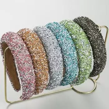 Женский противоскользящий обруч для волос, блестящие стразы, инкрустированная повязка на голову, усиленный дизайн, головные уборы, аксессуары для головы чёрный