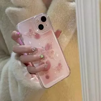 Женский противоударный чехол для телефона с розовой бабочкой для IPhone 15 14 13 12 Pro Max Mini iPhone 15 розовый