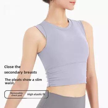 Женский противоударный топ без рукавов для йоги и бега с накладкой на грудь Extra Large
