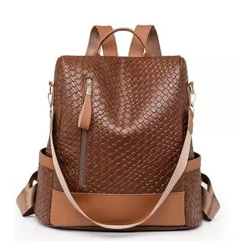 Женский противоугонный рюкзак из мягкой кожи, однотонный многоцелевой рюкзак хаки