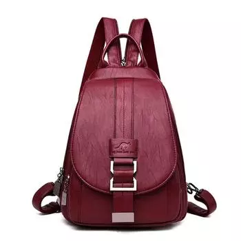 Женский противоугонный рюкзак, высококачественные кожаные школьные сумки на плечо для девочек-подростков, универсальный рюкзак, женская нагрудная сумка красный