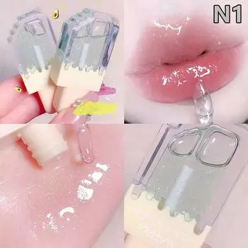 Женский прозрачный блеск для губ, увлажняющий бальзам для губ, желеобразное масло для губ, нелипкая, увеличивающая объем красная помада, блеск для губ, косметическое средство для ухода за губами as the picture