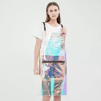 Женский прозрачный фартук из ТПУ, модный, не стираемый, парикмахерский, с горячей краской, для художника, против обрастания, рабочая одежда, фартук Length 80cm чёрный