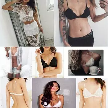 Женский прозрачный кружевной бюстгальтер с цветочным принтом, однотонный беспроводной милый женский укороченный топ, женское сексуальное женское белье, цельный L чёрный